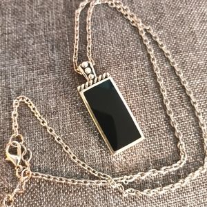 Necklace, faux Black onyx & silver tone, NWOT
